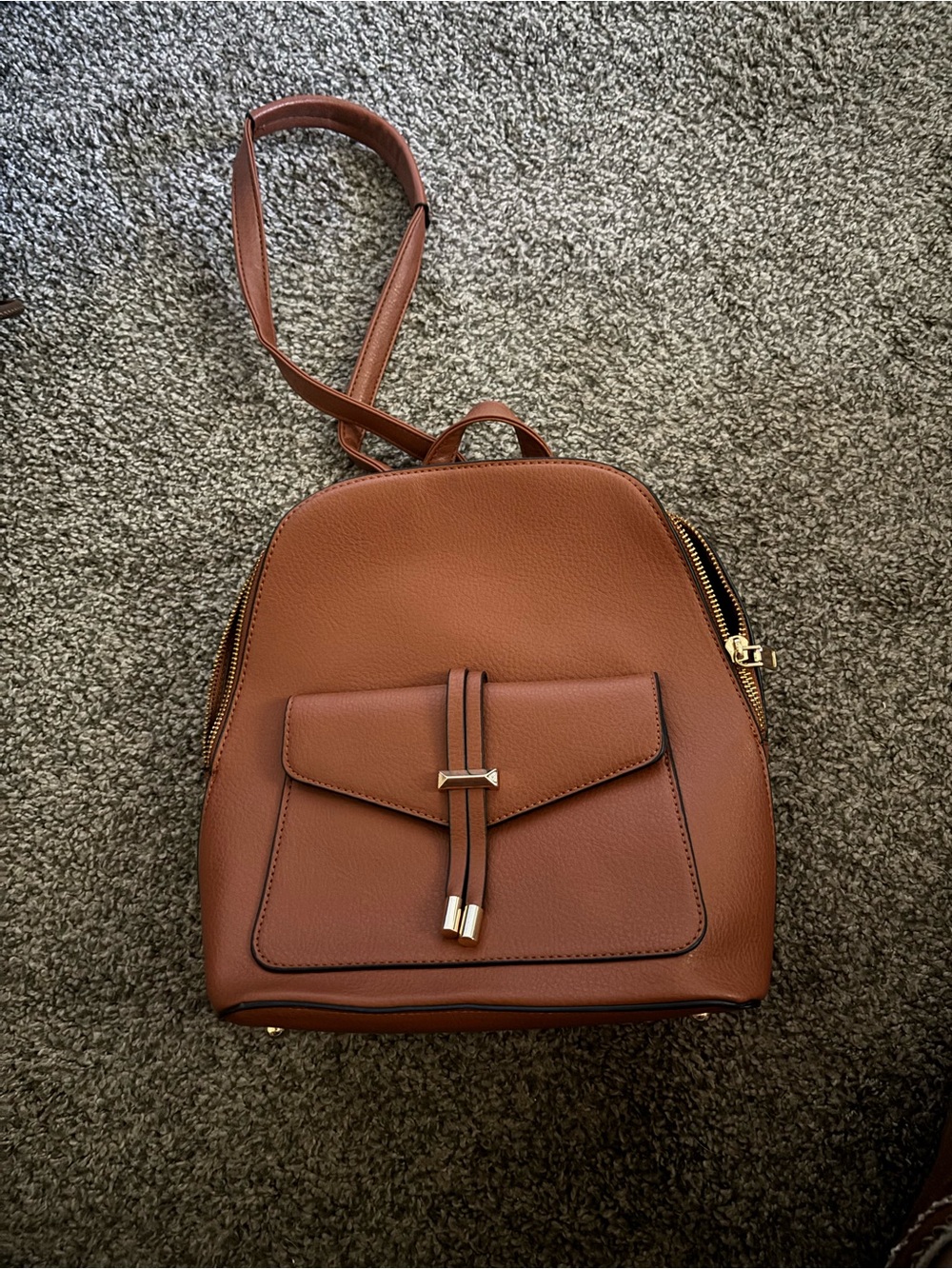 Women's Brown Leatherette Mini Backpack Crossbody Bag
